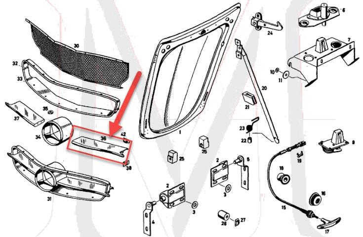 88_0036 190SL GRILLE WING - LEFT NOT PLATED
