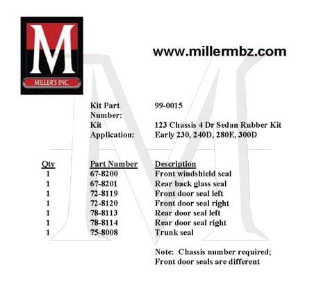 99-0015 123 CHASSIS RUBBER KIT