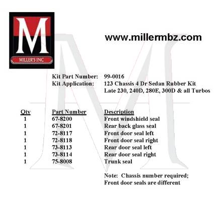 99-0016 123 CHASSIS RUBBER KIT