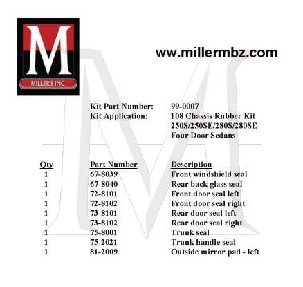 99-0007 108 CHASSIS RUBBER KIT