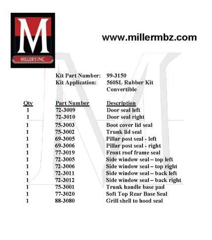 99-3150yVjOEHZ8U7V2v 560SL  RUBBER KIT