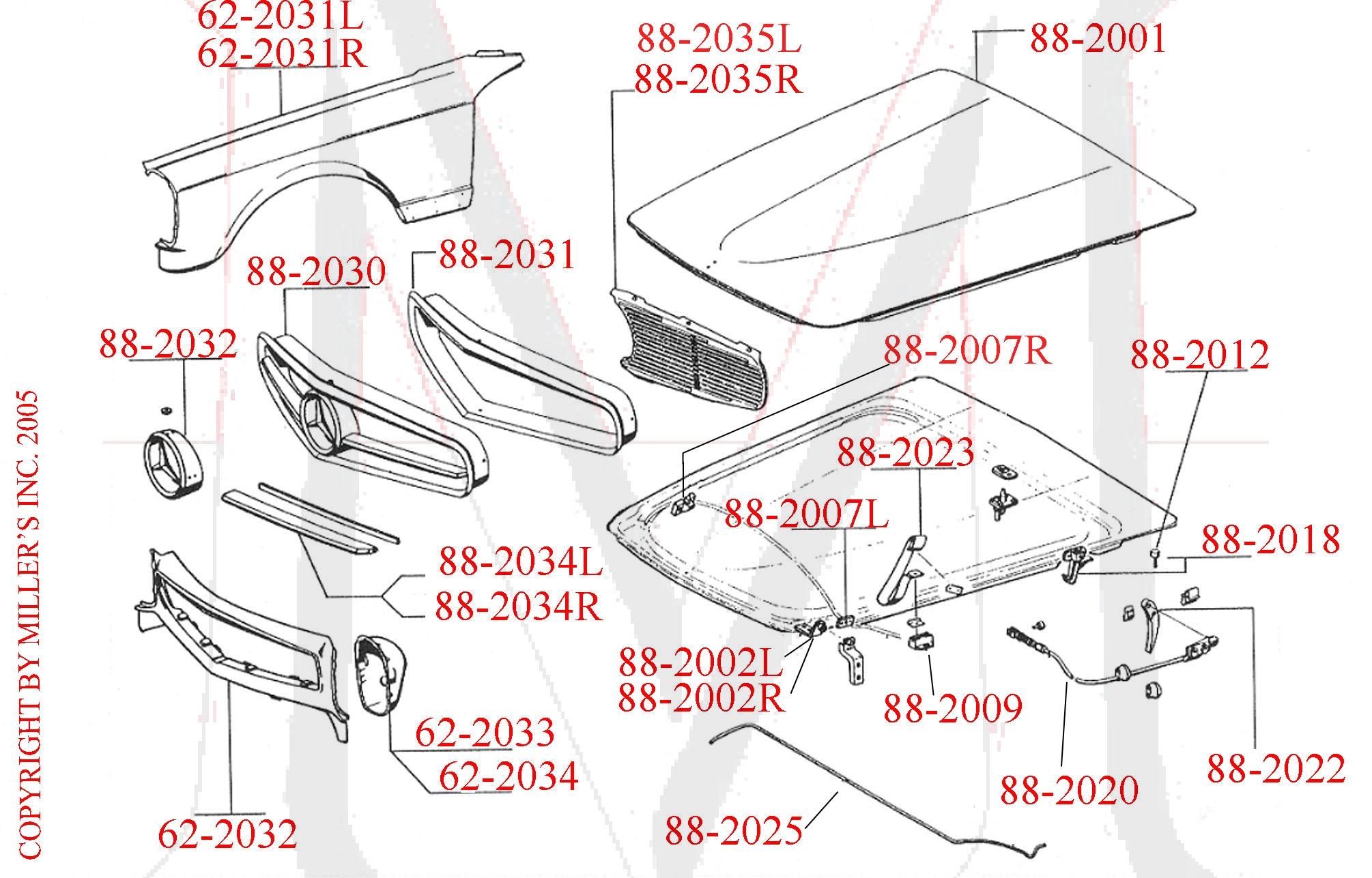 88-2032 230SL 250SL 280SL GRILL STAR ASSEMBLY