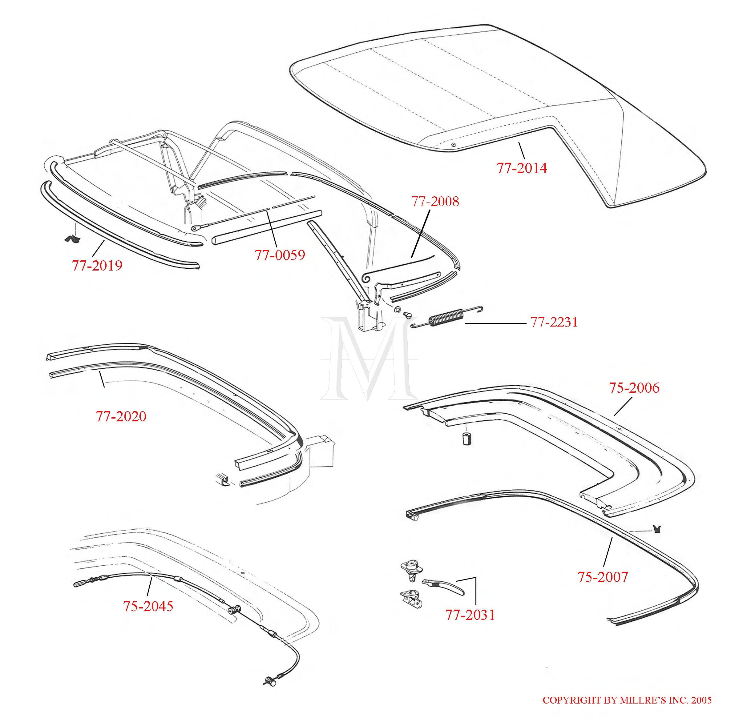 230SL 250SL 280SL GERMAN CANVAS CONVERTIBLE TOP