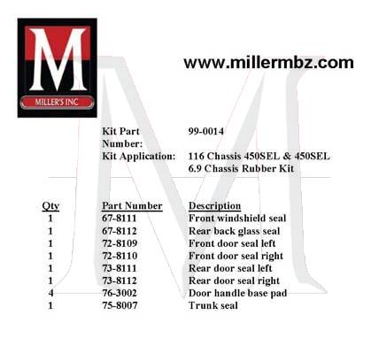 99-0014 116  450SEL 6.9 CHASSIS RUBBER KIT