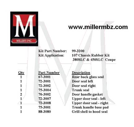 99-3200 107 CHASSIS COUPE  RUBBER KIT