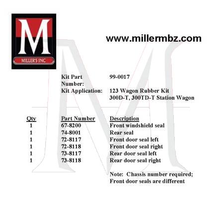 99-0017 123 CHASSIS WAGON RUBBER KIT