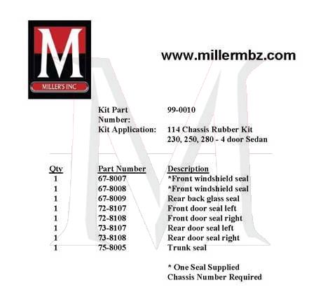99-0010 114 CHASSIS RUBBER KIT